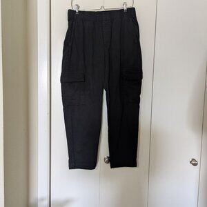 Mid Rise Twill Cargo Pants Black M Petite